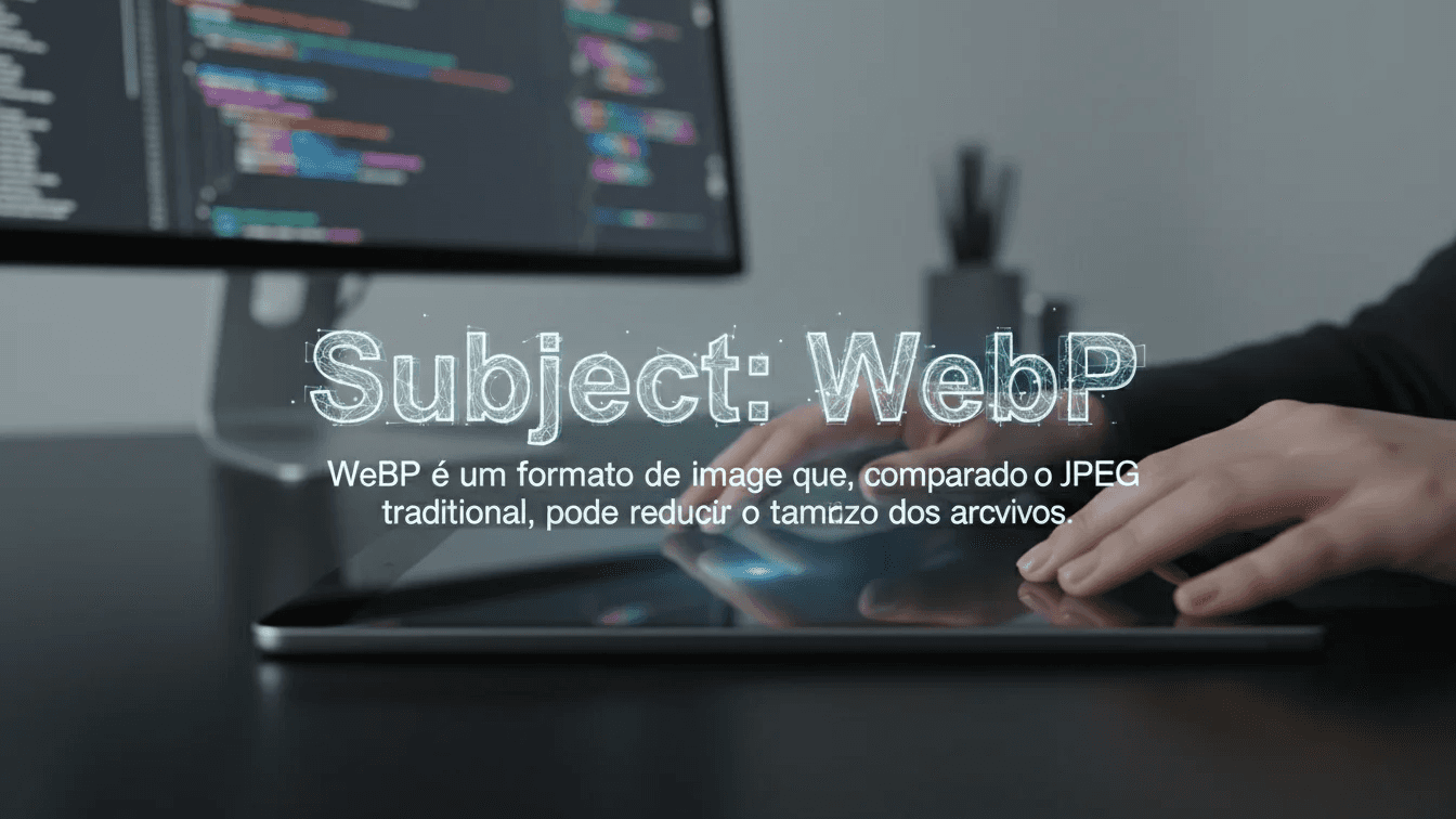 Mockup de site comparando JPG e WebP com peso final menor