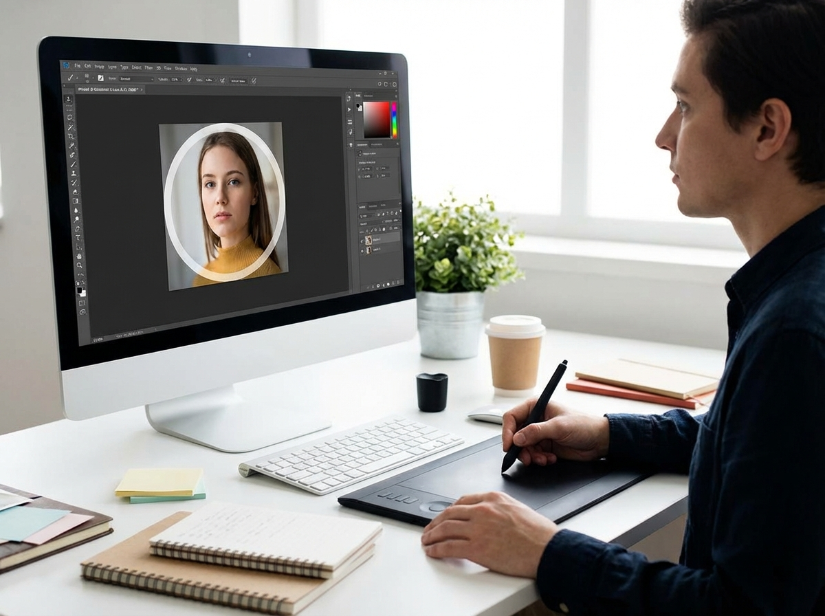 Ilustração sobre Create a Perfect Circle Crop Step-by-Step