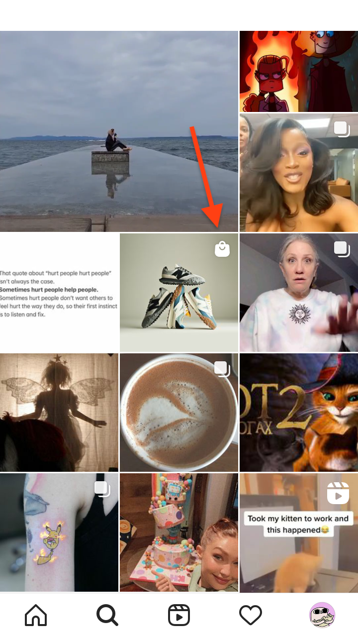 Gráfico do Instagram Insights mostrando o desempenho de posts com tags de produto Instagram.