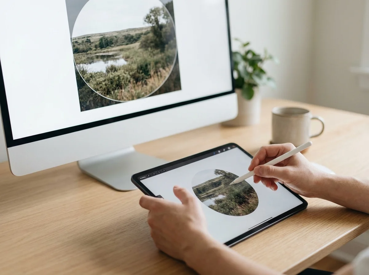Ilustração sobre Quais ferramentas posso usar para cortar fotos em círculo?