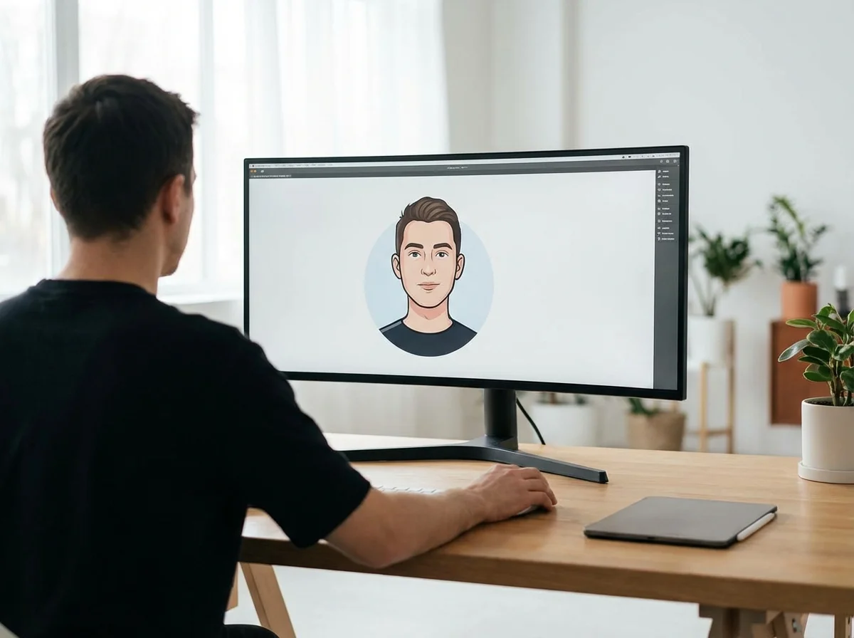 Ilustração sobre usar avatares IA para mídias sociais e perfis profissionais?