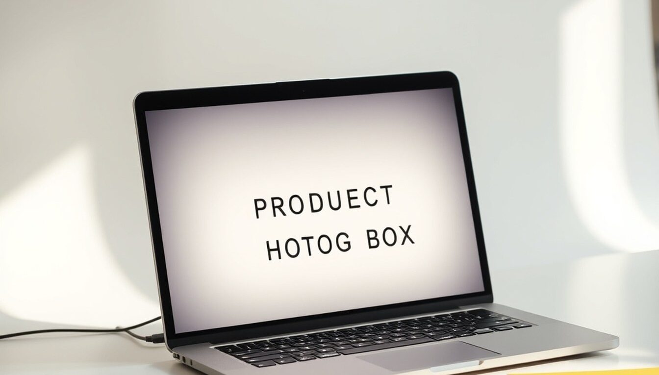 Laptop showing a product photo lightbox/editor with crop handles
