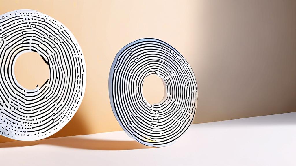 Round paper cutouts over printed product photos, a clean circular mask template on top