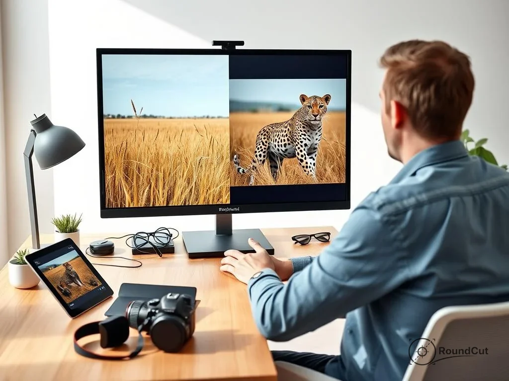 Step-by-step workflow demonstrating compose wildlife photos for high-impact social media sharing