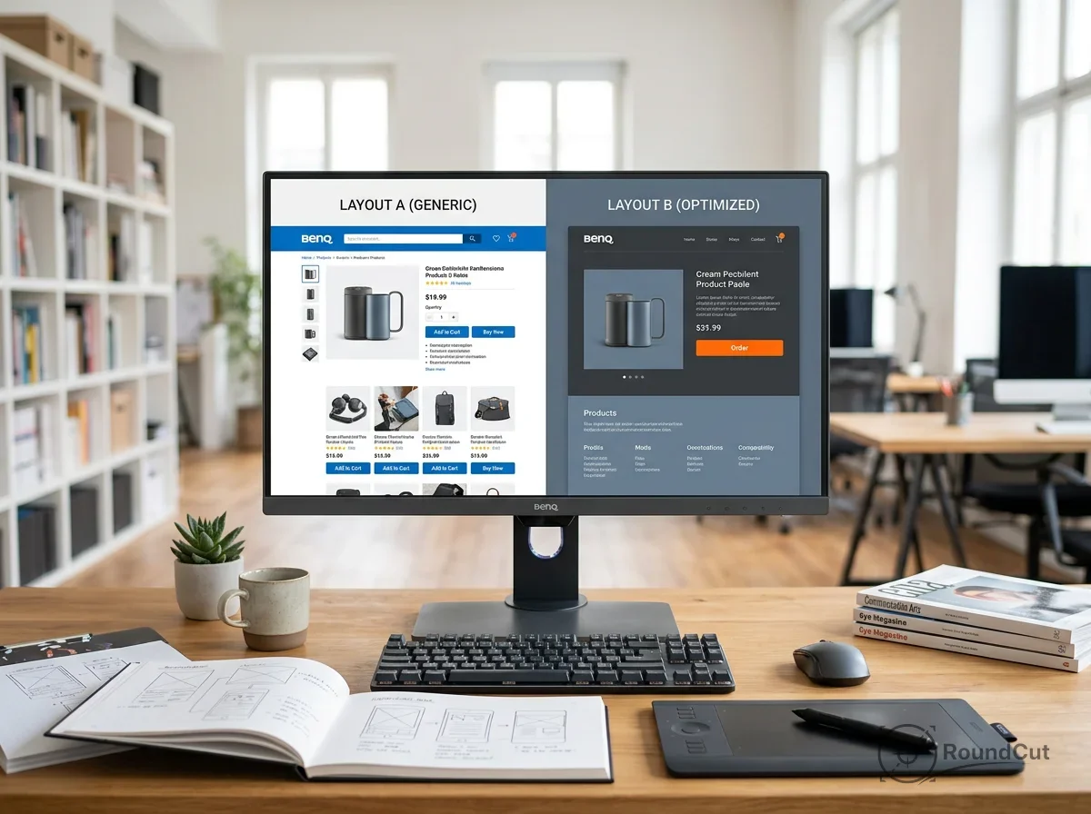 Step-by-step workflow demonstrating use color and contrast to establish a clear focal point